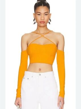 Jayla Strappy Crop Revolve Superdown LPA Orange off the shoulder crop top XXS